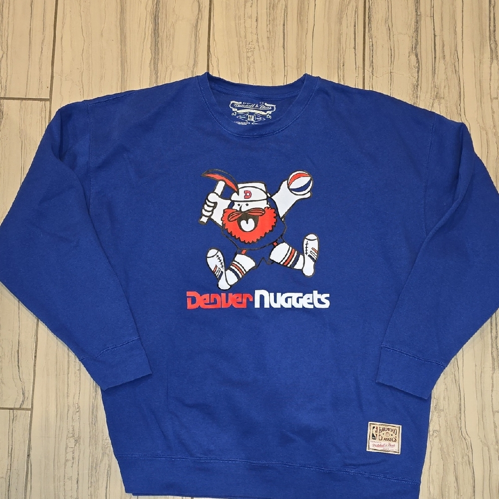 Mitchell & Ness Blue Denver Nuggets Crewneck Sweater